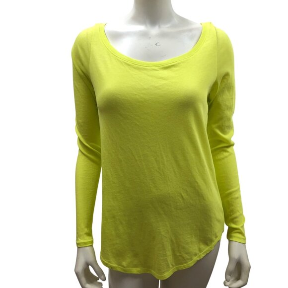 Polo Ralph Lauren Neon Yellow‎ Long Sleeve Scoop Neck Top MD NWT - Picture 1 of 7